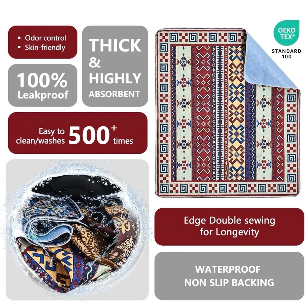 Geometric Pattern Washable Training Pee Pads - 2 Pack